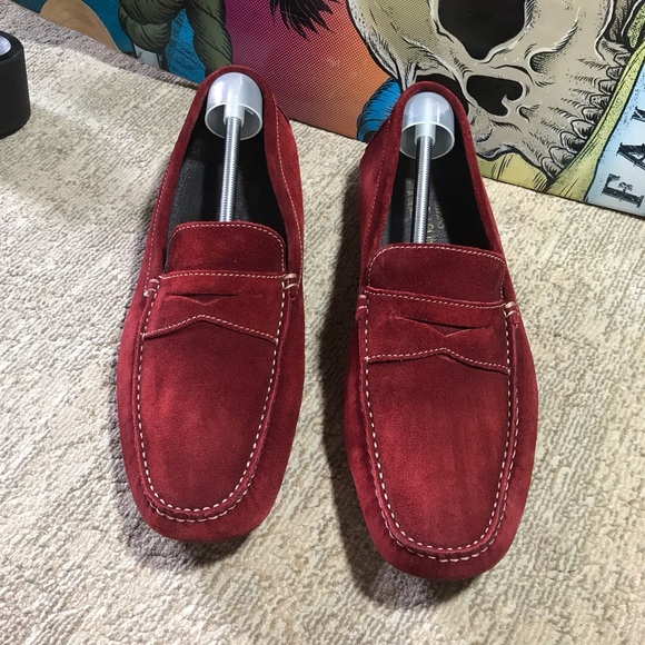 Donald J Pliner Mens Driving Loafers Size 11  Red Suede Slip On Casual S… main image 11